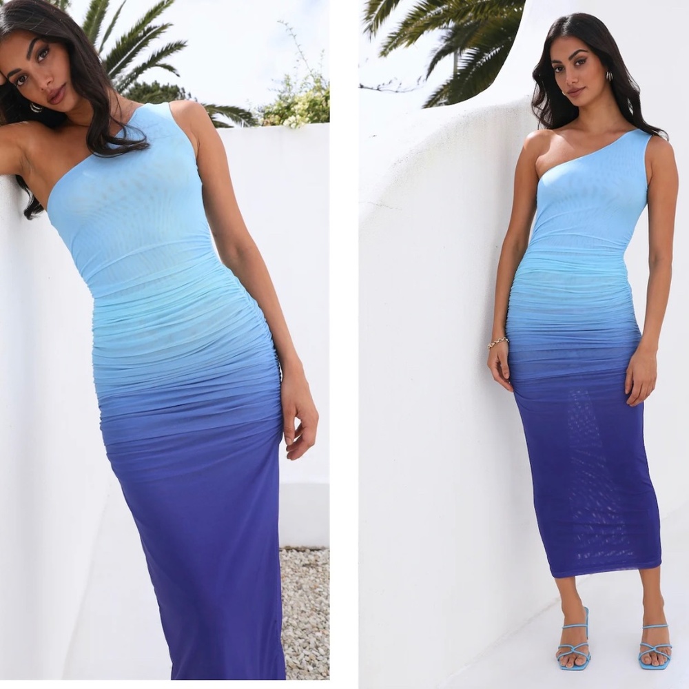 RUNAWAY SONNY MIDI DRESS OCEAN